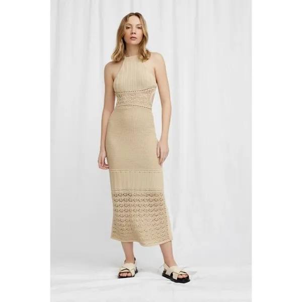 Significant Other Abby Knit Dress in Biscuit 4 Womens Bodycon Midi Cocktail - Image 2