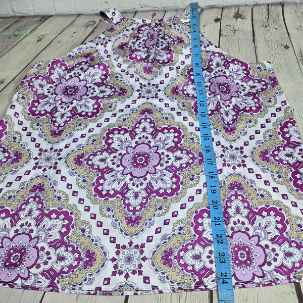 Ann‎ Taylor Womens Purple Mandala Print Halter Neck Blouse Top Satin Size M NEW - Image 8
