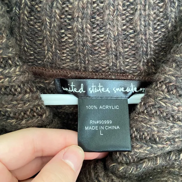 EUC | United States Sweaters women’s brown thick knit acrylic collar‎ sweater - Image 3
