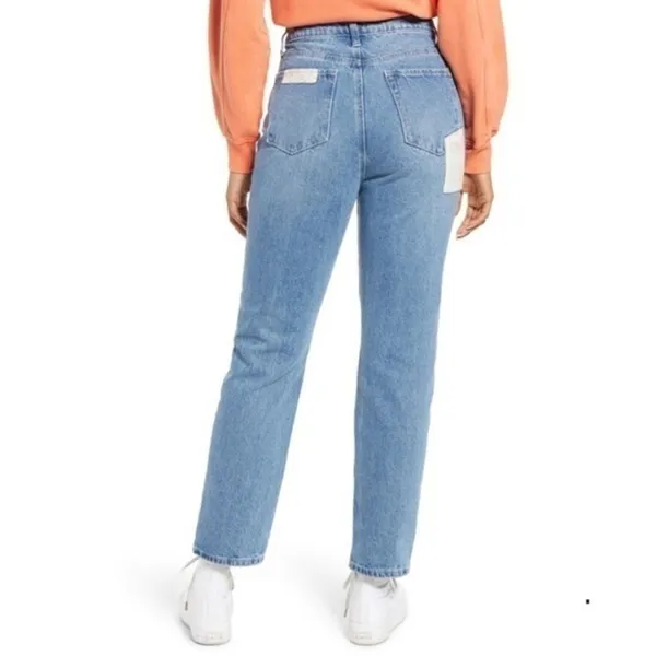 BP. Quilt Patchwork Tapered High Rise Denim Blue‎ Jeans Size 29 NWT - Image 2