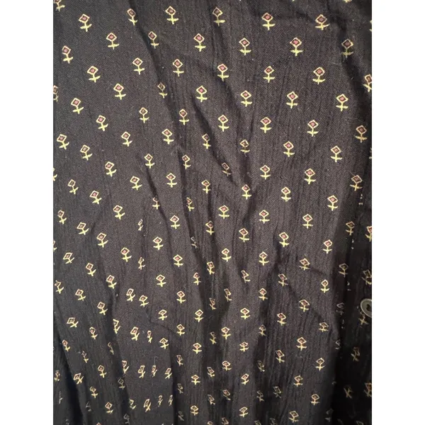 Free People Womens SP Black Floral Print Button Front Hi Low Rayon Blouse Top - Image 3