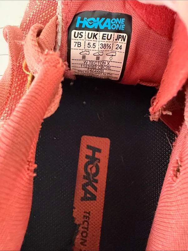 Hoka Tecton X Women’s 7 Coral Orange Trail Running Shoes Carbon Plate Sneakers - Image 6