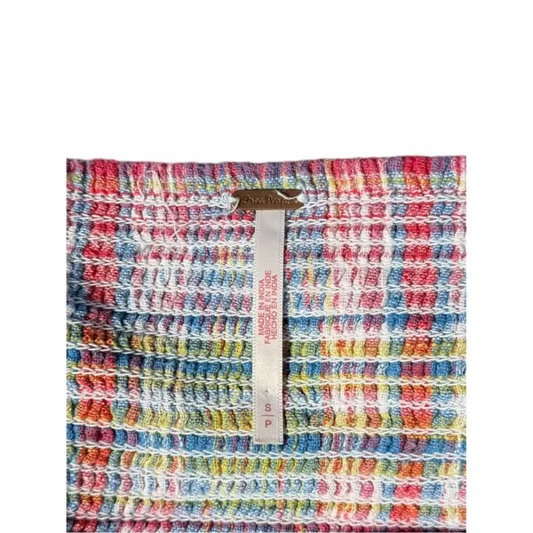 Free People Real Love Crop Top Women’s S Red Blue Plaid Ruched Wrap Y2K Boho - Image 6