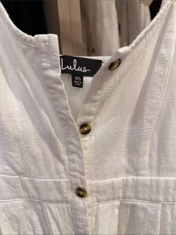Lulus Button-Front White Spaghetti Strap Dress - Image 2