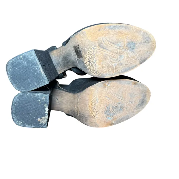 Free People Black Suede‎ Platform Block Heel Ankle Edgy Statement Size 38 (7) - Image 10