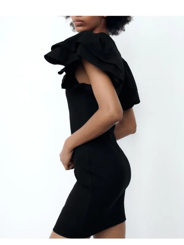 $70 NWOT Zara ribbed ruffle sleeve mini dress, S - Image 3