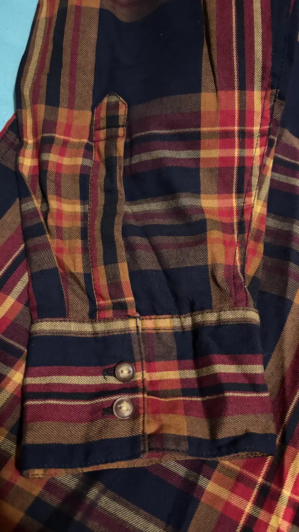 Levi's Men's Plaid Western button up Shirt Long Sleeve Red Orange Yellow XL - Image 8