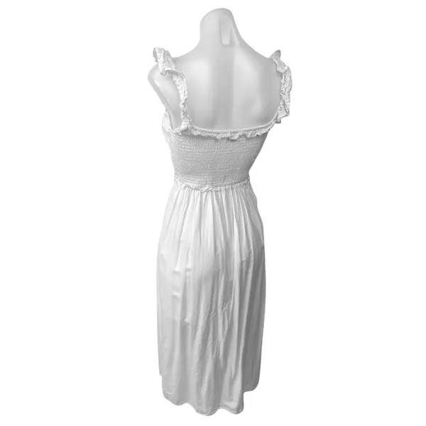 Aritzia Wilfred Reminisce White Sleeveless Smocked Camisole Midi A-Line Dress S - Image 6