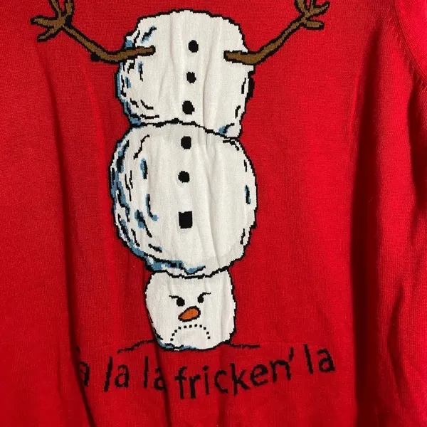 Snowman Christmas Sweater Red‎ Red Size L - Image 7