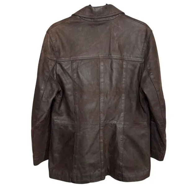 Vintage‎ German Real Leather Echtes Leder Women's Jacket Brown Sz L Waxed - Image 3