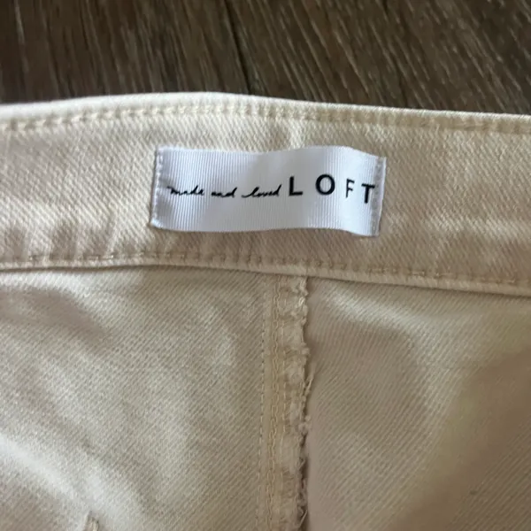Loft Wide Leg Cropped Cream Sailor Pants with Button Detailing - Size 27 / 4 Petite - Image 4