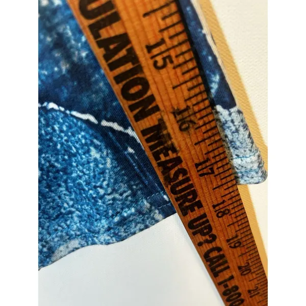 Women’s 2XL Blue Denim Patchwork Print Quarter Zip Midi Dress 3/4 Sleeves Casual - Image 6