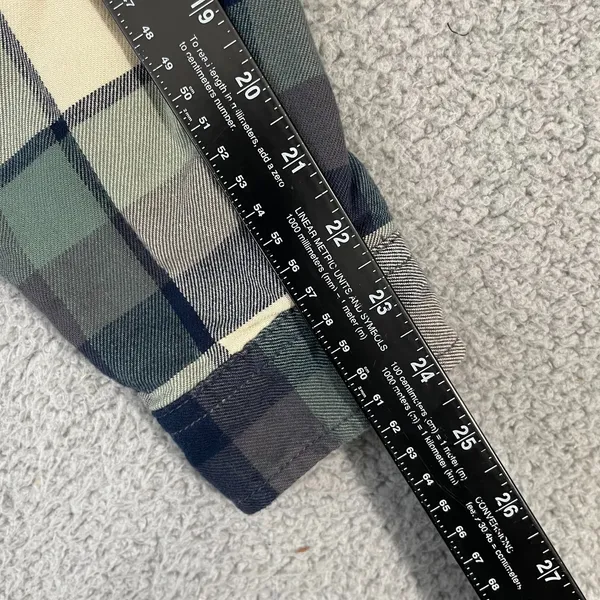 Carhartt Fleece Lined Flannel Shirt Women S Green Plaid Workwear Button Shacket - Image 9