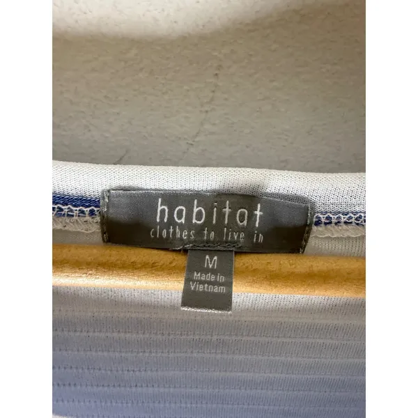Habitat Clothes to Live In Blue White Striped Crinkle Top 3/4 Sleeve Size Medium - Image 4