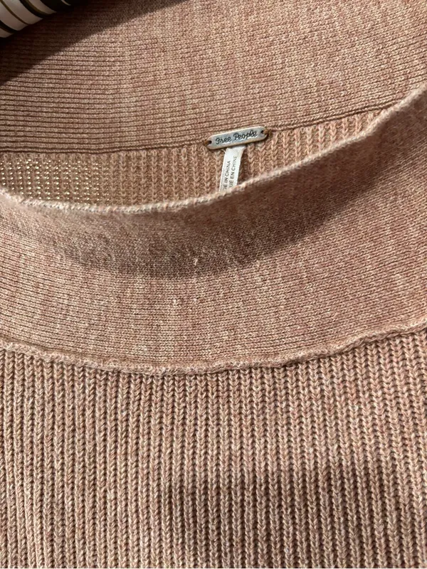 Free People Dusty Rose Wide-Neck Knit Sweater • Size Small - Image 4