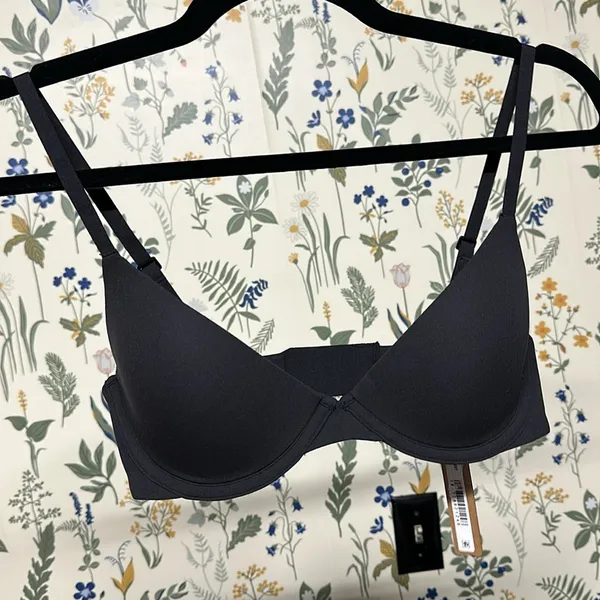 SKIMS Fits Everybody Scoop Plunge Bra BR-UWR-1997 Onyx‎ Size 32DD - Image 2