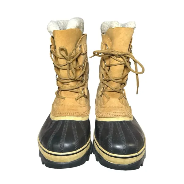 Sorel Caribou Women's Tan Lace Up Shearling Waterproof Mid Winter Duck Boots 9 - Image 2