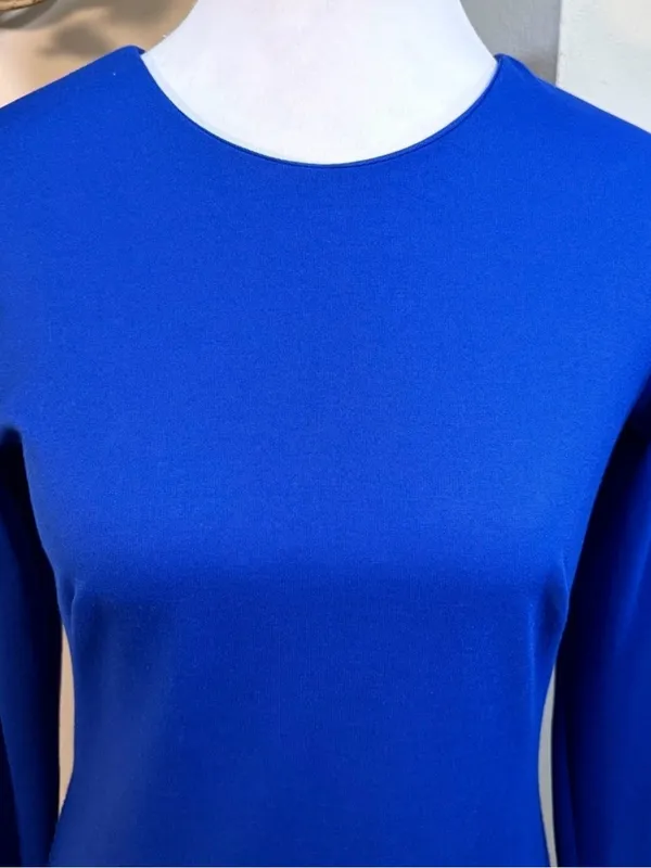 💥 Amanda Uprichard Cobalt Blue Ponte Knit Long Sleeve Shift Dress Size M 💛 - Image 7