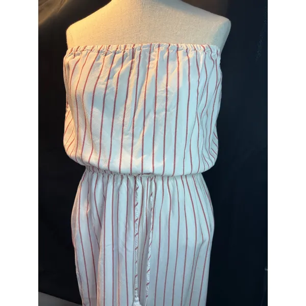 Forever 21 Contemporary Red White Striped Strapless Wide Leg Jumpsuit‎ Small - Image 6