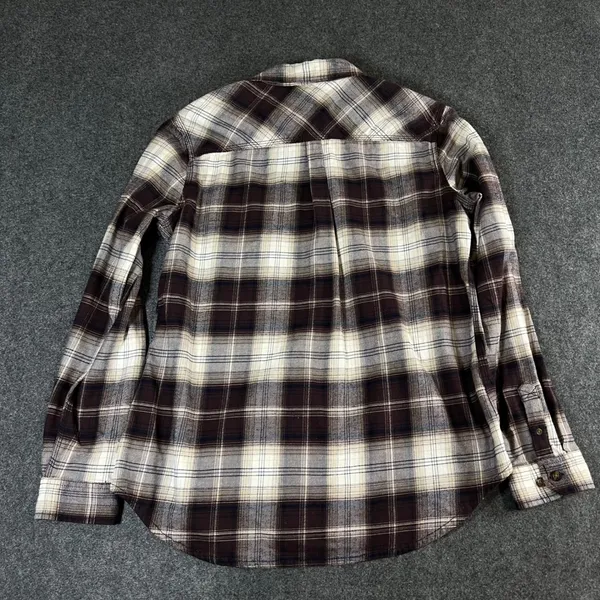 Carhartt Brown Plaid Button Down Flannel Shirt Womens Large Outdoor workwear - Image 2