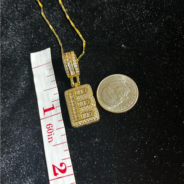 New Iced Out Baguette Initial “E” Pendant Necklace 18-20” - Image 6