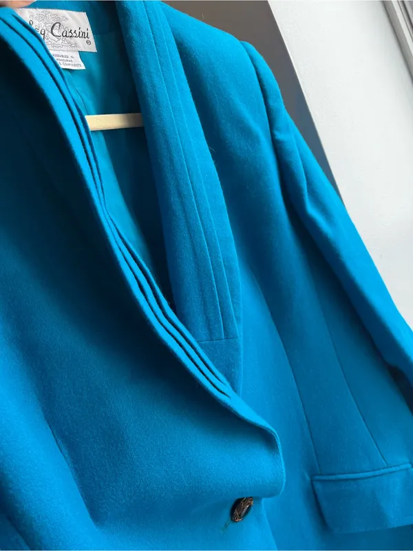 Vintage Oleg Cassini Teal blue Jacket and Skirt Suit women’s size 14 office - Image 8