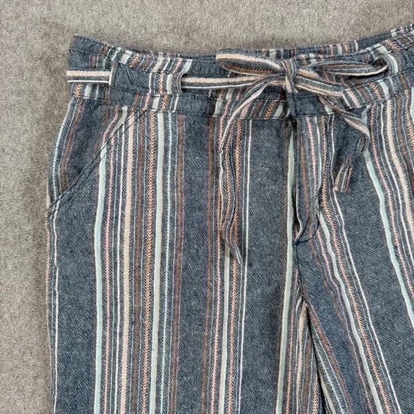 Democracy Wide-Leg Cropped Pants Womens 4 Flex-ellent Raw Hem Linen Blend Stripe - Image 3