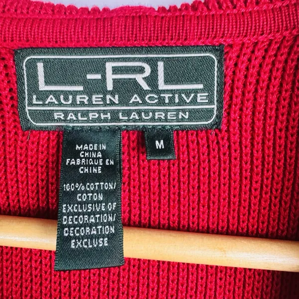 Ralph Lauren Active Red/White Hooded Zip Up Sweater Jacket Women's Size Medium‎ - Image 9