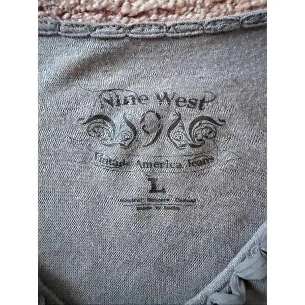 Nine West 996 Beaded Beige Boho Top Tunic Size L - Image 2