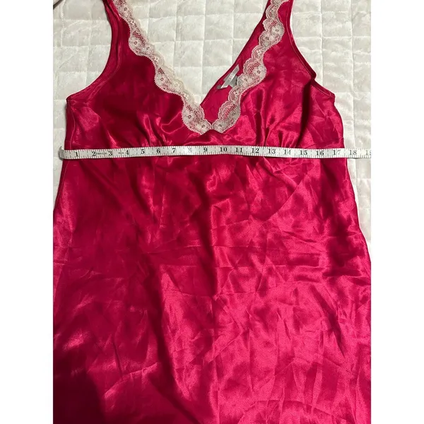 Victoria's Secret Satin Slip Short Nightgown Size Large Pink Lace Nighty Pajamas - Image 4