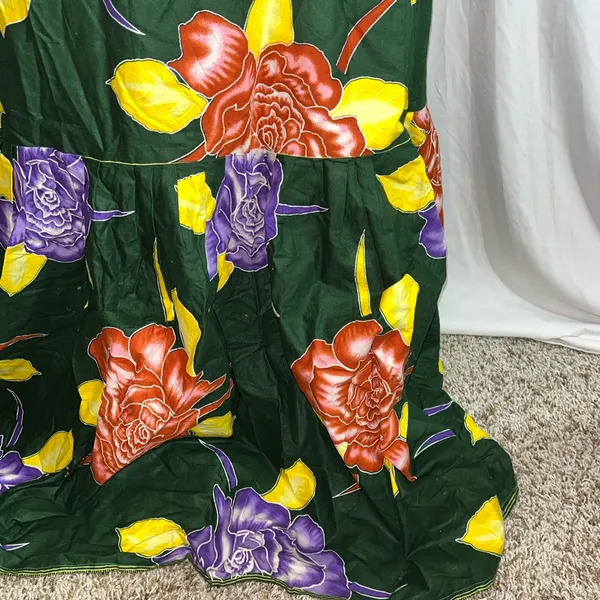 Boho, Tribal print homemade dress. Green Size L - Image 2