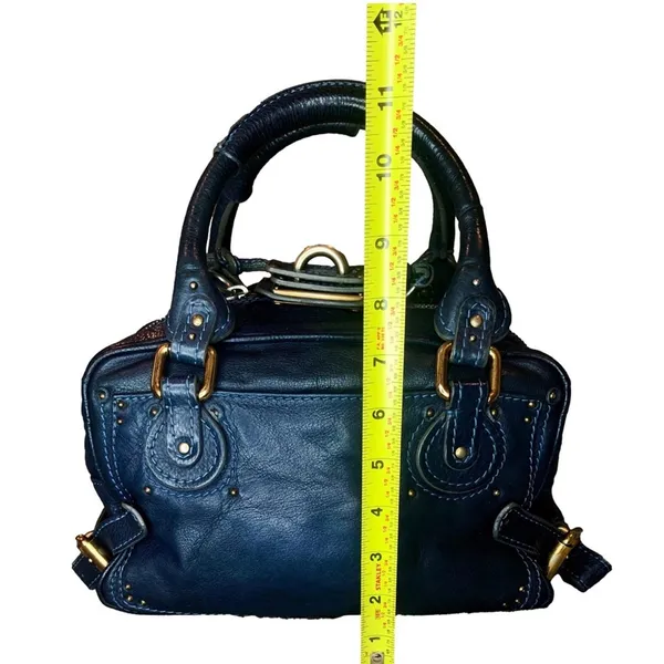 CHLOE Paddington Navy Blue Leather Tote Hand Bag w/ Padlock - Image 8