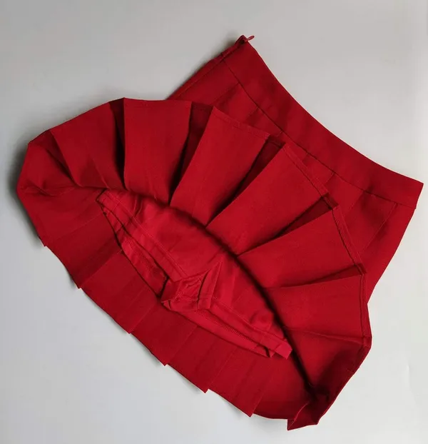 Amazon Red High Waisted A Line Cheer Pleated Skirt - Image 4