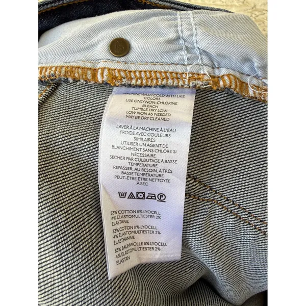 Pilcro and the Letterpress Anthropologie High Rise Straight Leg Raw Hem Jeans Dark Wash Blue Size 26 - Image 7