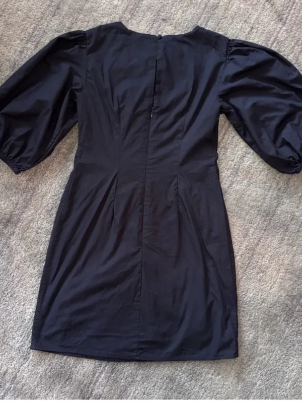 Black Puff-Sleeve Mini Dress - Image 6