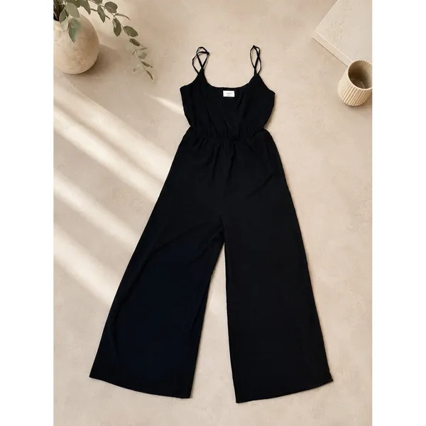 Wilfred‎ Aritzia Black Faux Wrap Cropped Wide Leg Jumpsuit XS Minimalist - Image 2