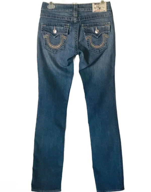 True Religion Straight Leg Blue Jeans - Image 2