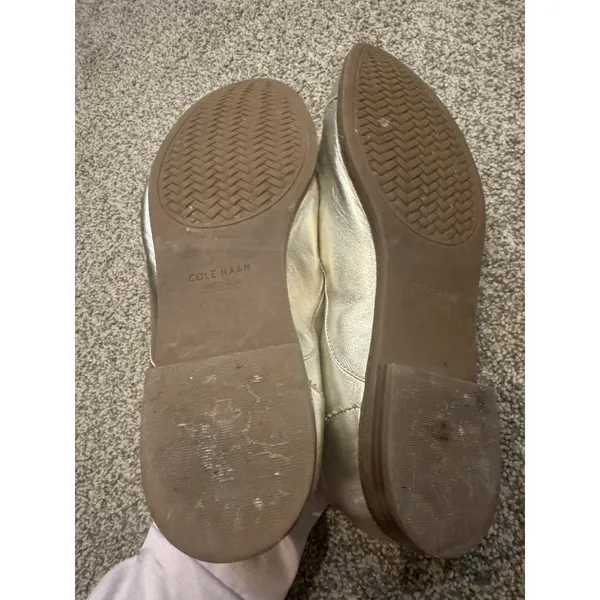 COLE HAAN The Go-to Arden Oxford‎ Shoes Size 10.5B Soft Gold Metallic Leather - Image 8