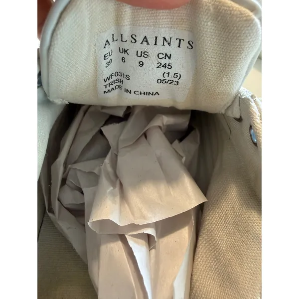 AllSaints Trish Leather Platform Sneakers Chalk White Women's Size 9 - Image 13