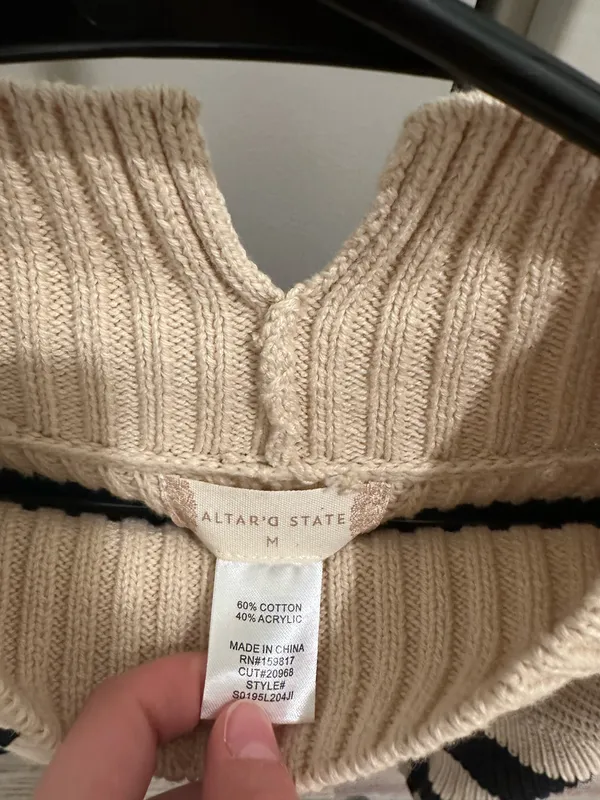 Altar'd State Sweater Stripped Cable Knit  - Image 2