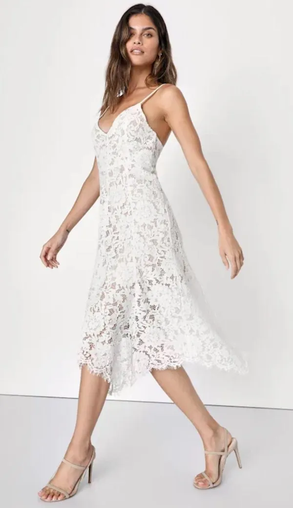 Lulus One Wish White Lace Midi Dress - Image 2