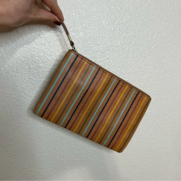 Madewell The Medium Leather Pouch Clutch Wristlet: Rainbow Striped Edition - Image 7