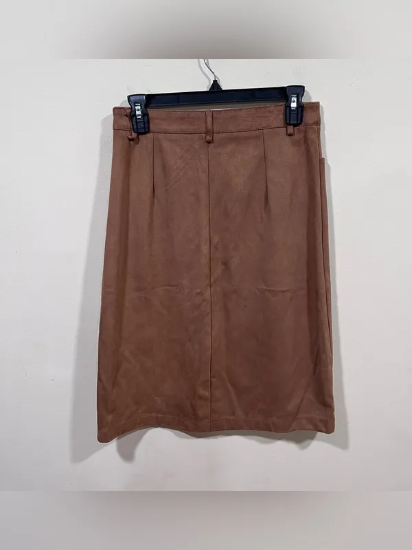 NWT Glamorous Riya Faux-Suede Button-Front Midi Skirt brown sueded small - Image 6
