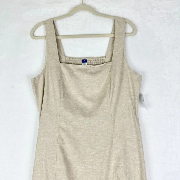 Old Navy Sleeveless Square Neck Midi Dress Size Large Flax Linen NEW Vacation - Image 5