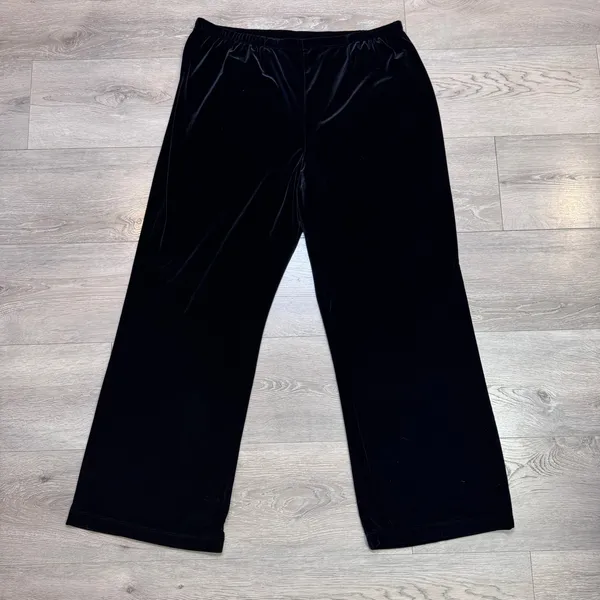 White‎ Stag Black Velvet Wide Leg Pants Womens XL Stretch Elastic Waist Casual - Image 3