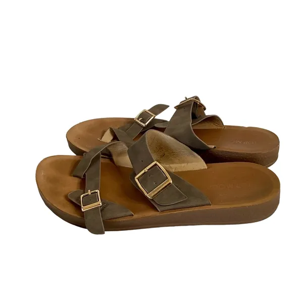 Top Moda Pleather Double Buckle Slip-On Footbed Slides - Image 2