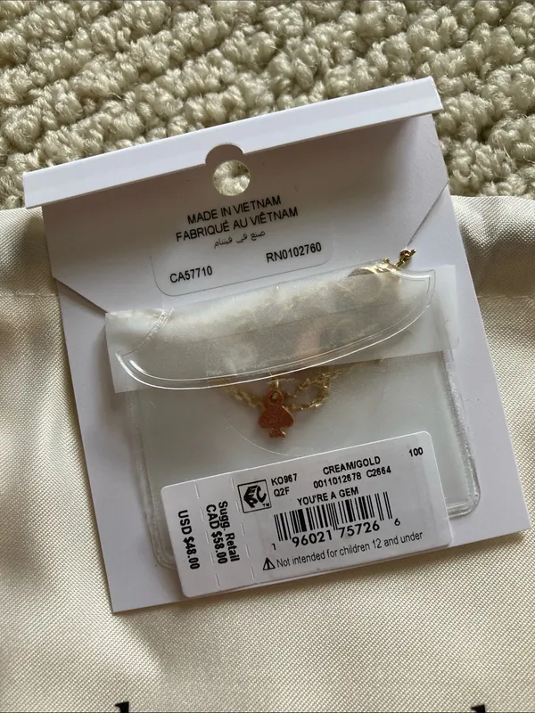 NEW kate spade Gold Flower Pendant Necklace Cubic Circonia with Cream Pouch NWT - Image 4