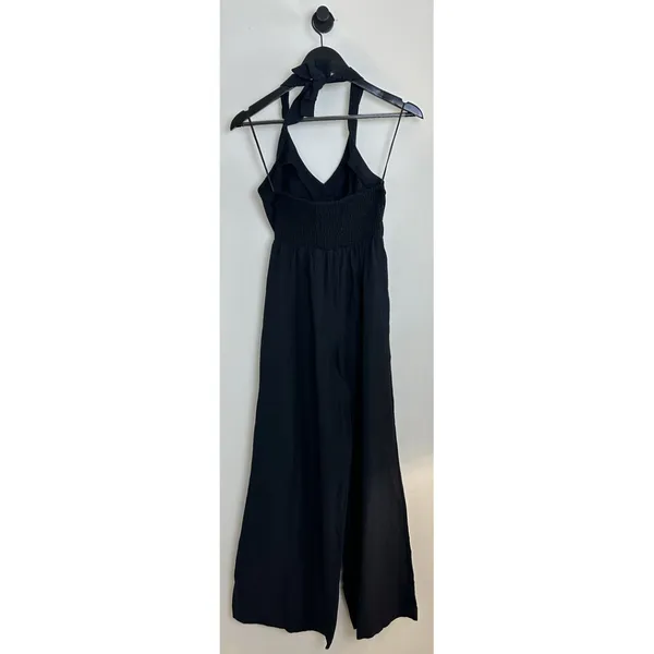 L*SPACE Alena Halter Wide-Leg Linen Jumpsuit in Black Size Small - Image 6