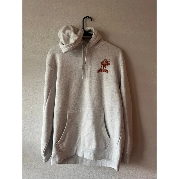Minnesota Northwoods Moose Graphic Hoodie Gray 218 Clothing - Image 2