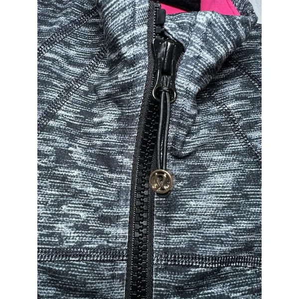 lululemon Define Track Jacket Space Dye Full Zip Pockets Gray Pink Size 4 - Image 5